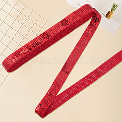 ポリエステル、PVC スパンコール レース トリム リボン  服装アクセサリー  レッド  25x0.5mm&nbsp;OCOR-WH20050-015D