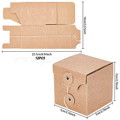 紙箱  コイル状の綿ロープ付き  正方形  淡い茶色  ボックスサイズ：7x7x7cm&nbsp;LS-CON-WH0076-04