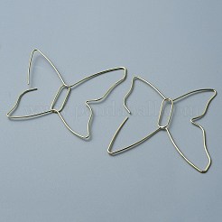 特別な鉄の中空の蝶のダングル イヤリング  女性のためのワイヤーで包まれたアクセサリー  ゴールドカラー  53x53x1.5mm  ピン：0.8mm&nbsp;EJEW-WH0011-18G