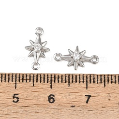 Brass Pave Clear Cubic Zirconia Connector Charms&nbsp;KK-H524-14P