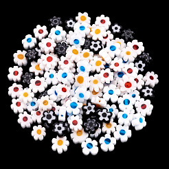 120個 4スタイルの手作りミルフィオリガラスビーズ連売り  花  ミックスカラー  6.4~9x3~3.2mm  穴：1mm  30個/スタイル&nbsp;LAMP-TA0002-69