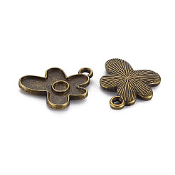 チベット風合金ペンダントエナメルセッティング  カドミウムフリー＆鉛フリー  花  アンティークブロンズ  17x15x2mm  穴：1.6mm&nbsp;PALLOY-N160-65AB