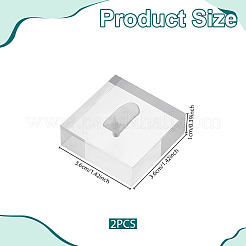 アクリル製ジュエリーシングルリングディスプレイスタンド  正方形  透明  3.6x3.6x1cm&nbsp;ODIS-WH0099-246