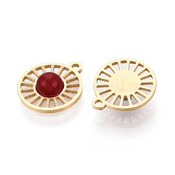 Natural Carnelian(Dyed & Heated) Flat Round Charms&nbsp;STAS-N123-03G-01