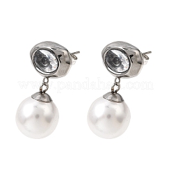 304 Stainless Steel Pave Clear Cubic Zirconia Stud Earrings&nbsp;SA-CBADCF0-01P