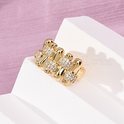 女性用真鍮マイクロパヴェキュービックジルコニアカフオープンリング  カドミウムフリー＆鉛フリー  長持ちメッキ  ラックめっき  18KGP本金メッキ  12.5mm  内径：17.2mm&nbsp;RJEW-A098-02G