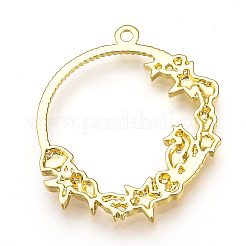 Rack Plating Alloy Open Back Bezel Pendants&nbsp;PALLOY-Q351-32G-FF