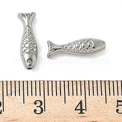 304ステンレススチールビーズ  魚  変色防止  ステンレス鋼色  14.5x4.5x4mm  穴：1mm&nbsp;STAS-F320-15C-P