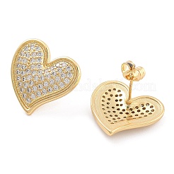 Brass Pave Cubic Zirconia Stud Earrings&nbsp;EJEW-U005-10G
