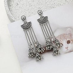 合金製ファンタッセルシャンデリアピアス  アンティークシルバー  95x20mm&nbsp;FS-WG889C6-01