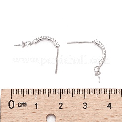 925スターリングシルバーマイクロパヴェキュービックジルコニアスタッドピアスパーツ  片穴パーツ用  プラチナ  18x3mm  ピン：0.8mm&nbsp;X-STER-P035-41P