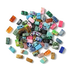 100色の合成瑪瑙ビーズ20個  2穴  長方形  ミックスカラー  2x5x2mm  穴：0.9mm  5個/カラー&nbsp;G-CJ0001-77