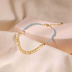 Faceted Rhondelle Glass & Brass Disc Tassel Anklets for Women&nbsp;FS-WGF22A3-01