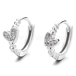 Heart 925 Sterling Silver Micro Pave Clear Cubic Zirconia Hoop Earrings&nbsp;FS-WGEC1D1-02