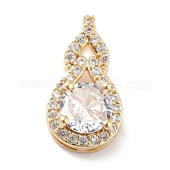 Rack Plating Brass Micro Pave Clear Cubic Zirconia Pendants&nbsp;ZIRC-F128-02G