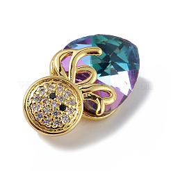 Real 18K Gold Plated Rack Plating Brass Micro Pave Cubic Zirconia Pendants&nbsp;KK-C015-25G-02