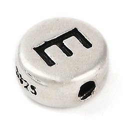 925 Sterling Silver Flat Round with Letter Beads&nbsp;LS-STER-G044-01AS-E