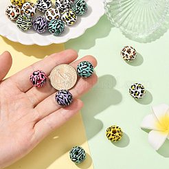 20Pcs 10 Colors Printed Wood Beads&nbsp;WOOD-FS0002-56