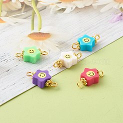 Handmade Polymer Clay Star Smiling Face Link&nbsp;PALLOY-JF00786