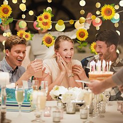 AHADEMAKER Paper Sunflower Garland&nbsp;HJEW-GA0001-17