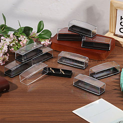 ラペルピンやネクタイピン用の黒いベース付きプラスチック収納ボックス  長方形  透明  8.1x3x2.65cm&nbsp;CON-WH0112-099