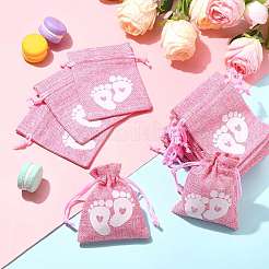 Baby Footprint Polyester Drawstring Bags&nbsp;ABAG-FZC0001-01B