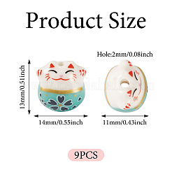 9Pcs Handmade Printed Porcelain Beads&nbsp;PORC-TADJ0001-01I