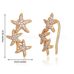 925 スターリング シルバー スター ダングル イヤリング クリア キュービック ジルコニア 女性用  18KGP本金メッキ  11x19.2x1mm  ピン：1mm&nbsp;JE962A