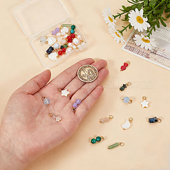 34Pcs 17 Styles Natural Shell & Natural Pearl & Gemstone Pendants&nbsp;PALLOY-BC00008