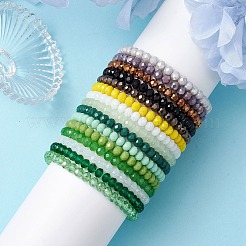 15Pcs 15 Colors Faceted Rondelle Imitation Jade Glass Beaded Stretch Bracelet Sets&nbsp;BJEW-JB10791