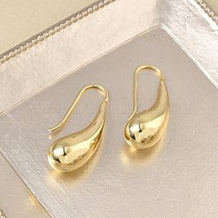 女性のための真鍮のぶら下がりイヤリング  ティアドロップ  ゴールドカラー  31.5x9mm&nbsp;KK-CBAD851-26G