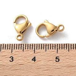 304ステンレススチール製ロブスタークロウ留め金  18KGP本金メッキ  13x8x4mm  穴：1.8mm&nbsp;X-STAS-V007-01D-G
