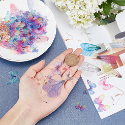 布製のダングルイヤリングのDIYキット  150個の蝶とトンボのポリエステル生地の翼の工芸品の装飾を含む  鉄のピアスフックと丸カン  ミックスカラー  翼工芸品装飾：150個&nbsp;DIY-AR0001-61
