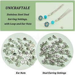 304 Stainless Steel Stud Earring Settings&nbsp;STAS-UN0019-14P