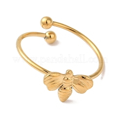 Ion Plating(IP) 304 Stainless Steel Bee Open Cuff Rings for Women&nbsp;RJEW-18.0-06G