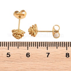 バレンタインデー用 304ステンレススチール製スタッドピアス（女性用）  花  ゴールドカラー  7x7mm&nbsp;EJEW-F407-01G