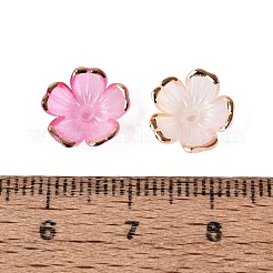 プラスチックビーズキャップ  5  - 花びらの花  ツートン  ゴールドライン入り  ピンク  10~11x10~11x4mm  穴：1.6mm  約2000個/袋&nbsp;KY-Q005-04A-04