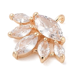 真鍮インレイ透明ガラスペンダント  花  18KGP本金メッキ  16.6x18.3x3.7mm  穴：1.4mm&nbsp;KK-S388-22G