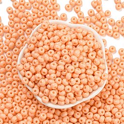 模造翡翠 3/0個 ガラスシードビーズ  光沢  焼き付け塗料  ラウンド  桃パフ  5.5x3.5mm  穴：1.5mm&nbsp;SEED-Z001-A-B11