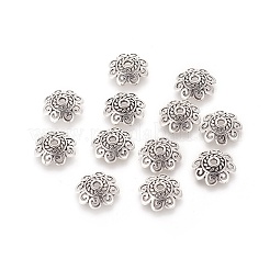 チベット風ビーズキャップ  カドミウムフリー＆鉛フリー  花  アンティークシルバー  13.5x3mm  穴：2mm&nbsp;LS-TIBEB-00955-AS-RS