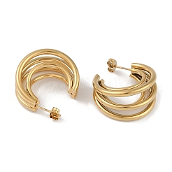 PVD Vacuum Plating 201 Stainless Steel C-Shaped Stud Earrings&nbsp;EJEW-I309-23G