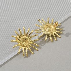 Sun Brass Stud Earrings&nbsp;EJEW-Z145-01G