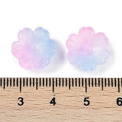 透明スプレーペイントガラスビーズ  花  ライトブルー  14x14x5mm  穴：1.5mm&nbsp;X1-GLAA-H035-04F