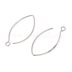925スターリングシルバーピアスフック  ループ付きフラットマーキスイヤリングワイヤー  プラチナ  33.5x15x1mm  穴：2mm  ピン：1mm&nbsp;STER-NH0010-01P