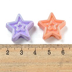 UVメッキ虹色アクリルビーズ  スター  ミックスカラー  20x21x9mm  穴：2.5mm&nbsp;OACR-G039-17