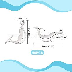201ステンレススチールレーザーカットペンダント  イルカ  ステンレス鋼色  16x14x1mm  穴：1.5mm  40個/箱&nbsp;STAS-UN0034-61