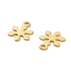 304ステンレススチールチャーム  スノーフレークチャーム  14KGP本金メッキ  12.5x8.5x0.8mm  穴：1.4mm&nbsp;STAS-L022-118G