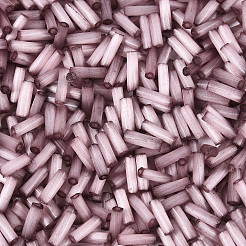 ガラス竹ビーズ  模造キャットアイ  淡いバイオレットレッド  6.5~7x1.5~2mm  穴：0.8~1mm  約1515個/50g&nbsp;X-SEED-N007-28B