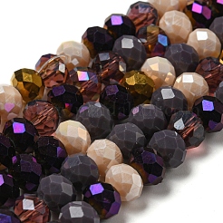 ガラスビーズ連売り  多面カット  ロンデル  パープル  8x6mm  穴：1mm  約65~68個/連  15.7~16.1インチ（40~41cm）&nbsp;EGLA-A034-M8mm-13