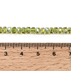 電気メッキガラスビーズセット  パール光沢メッキ  多面カット  ロンデル  黄緑  2.4~3.2x4mm  穴：1mm  約147~152個/連  39~45cm&nbsp;GLAA-Q105-03-02